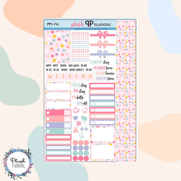 Bubble Gum Dots Pastel Design Planner Stickers Sampler