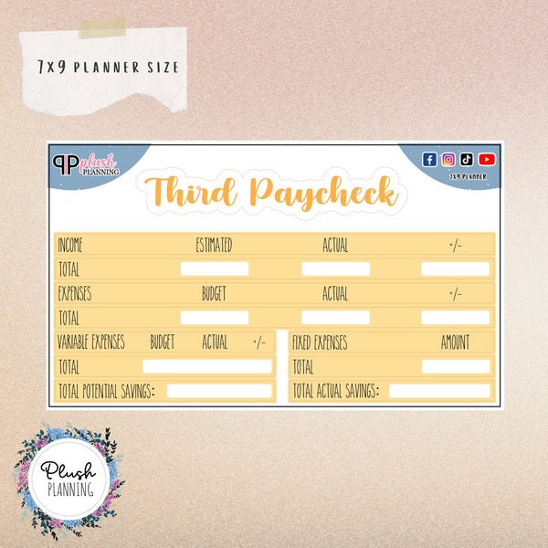 7x9 Paycheck 3, Monthly Budget Stickers, Rae Dunn Inspired Font