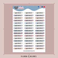 Appointment Watercolor Swatches Planner Stickers, Cursive Font