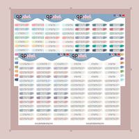 Appointment Watercolor Swatches Planner Stickers, Rae Dunn Inspired Font