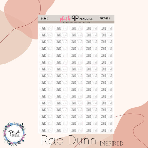 Covid Test Planner Stickers, Rae Dunn Inspired