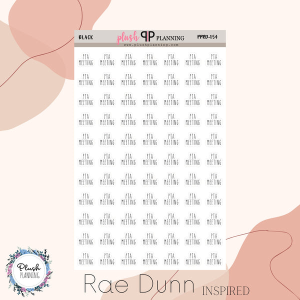 PTA Meeting Planner Stickers, Rae Dunn Inspired