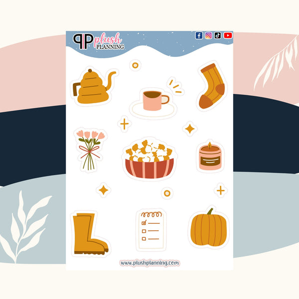 Fall Leaves Decor Sticker Sheet Design 13, Decoration Stickers, Fall Collection