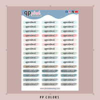 Appointment Watercolor Swatches Planner Stickers, Cursive Font