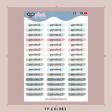 Appointment Watercolor Swatches Planner Stickers, Cursive Font