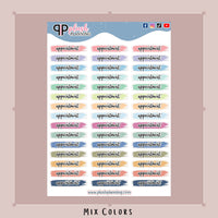 Appointment Watercolor Swatches Planner Stickers, Cursive Font