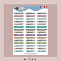 Appointment Watercolor Swatches Planner Stickers, Cursive Font