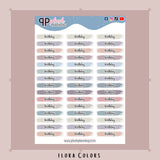 Birthday Watercolor Swatches Planner Stickers, Cursive Font