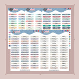 Birthday Watercolor Swatches Planner Stickers, Cursive Font