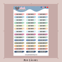 Birthday Watercolor Swatches Planner Stickers