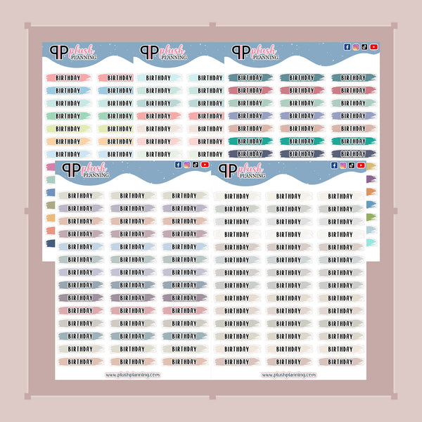 Birthday Watercolor Swatches Planner Stickers