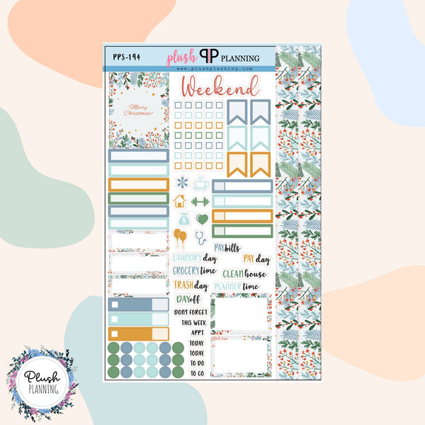 Winter Design #2 Planner Stickers Sampler, Winter Pattern, Christmas Season Designs