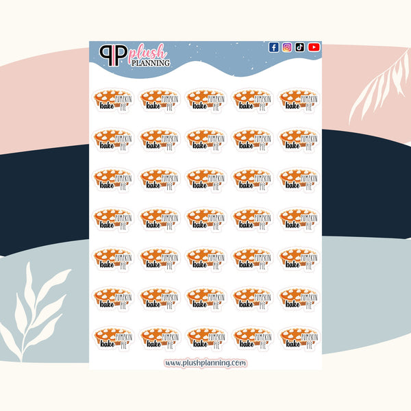 Bake Pumpkin Pie Deco Planner Stickers, Fall Collection