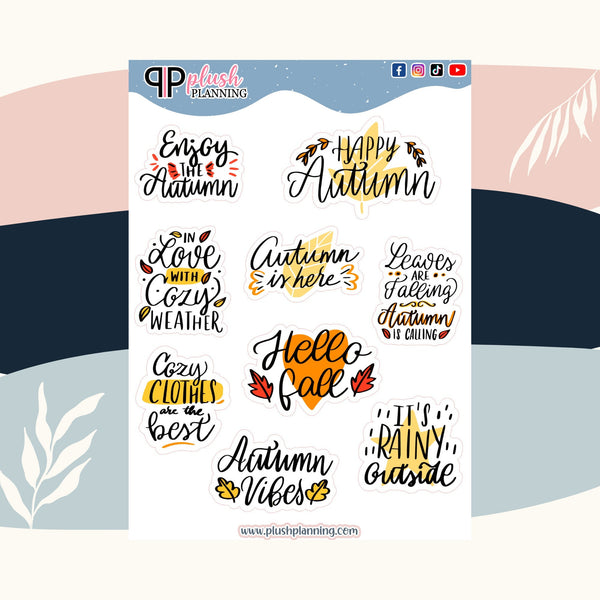 Fall Autumn Script Deco Planner Stickers, Fall Collection