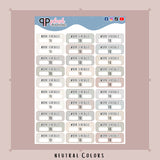 Work Schedule Tracker Planner Stickers