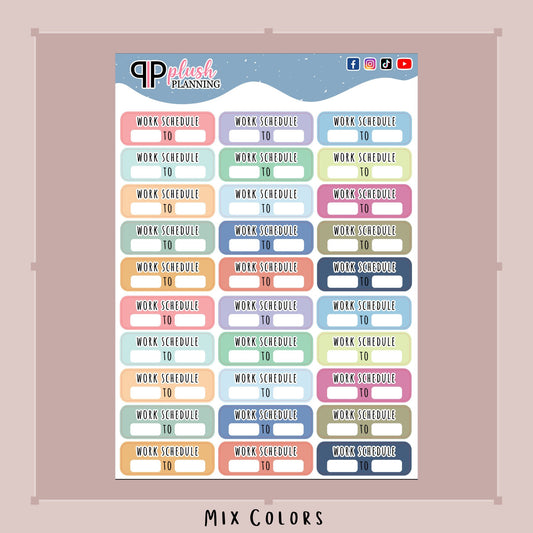 Work Schedule Tracker Planner Stickers
