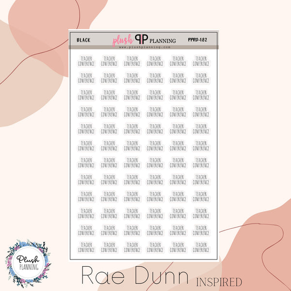 Teacher Conference Scripts Planner Stickers, Rae Dunn Inspired