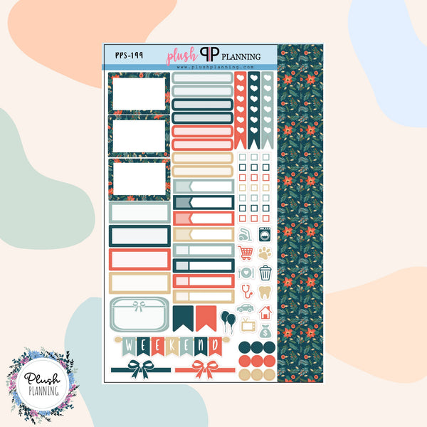 Winter Design #7 Planner Stickers Sampler, Winter Pattern, Christmas Season Designs