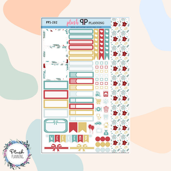 Winter Design 10 Planner Stickers Sampler, Winter Pattern, Christmas Season Designs