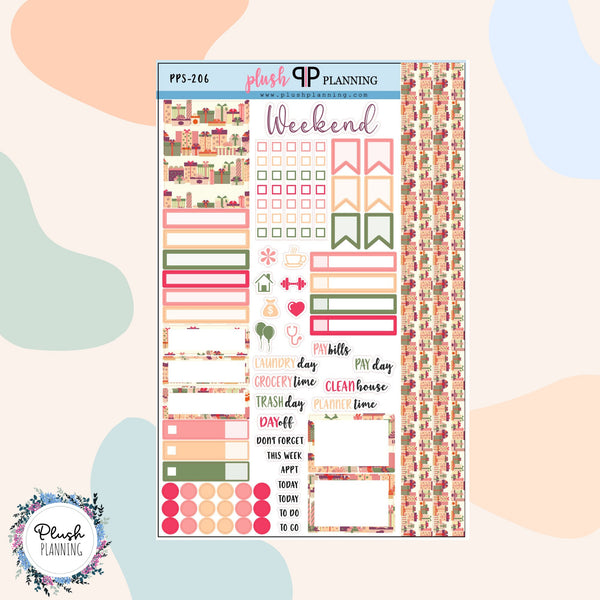 Winter Design 14 Planner Stickers Sampler, Winter Pattern, Christmas Season Designs