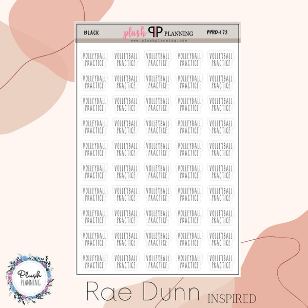 Volleyball Practice SCRIPT Planner Stickers, Rae Dunn Inspired