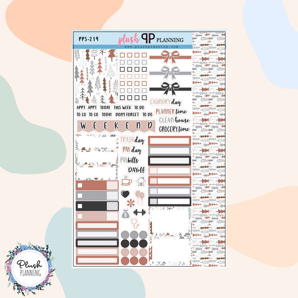 Winter Design 27 Planner Stickers Sampler, Winter Pattern, Christmas Season Designs