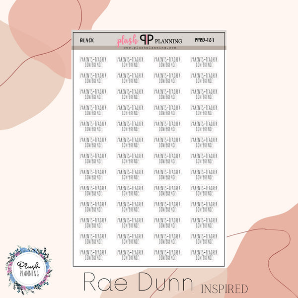 Parents Teacher Conference SCRIPT Planner Stickers, Rae Dunn Inspired