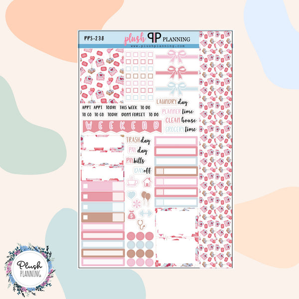 Valentine's Day Design 6 Sampler Planner Stickers, Hearts Pattern, Valentine's Design, Love Day