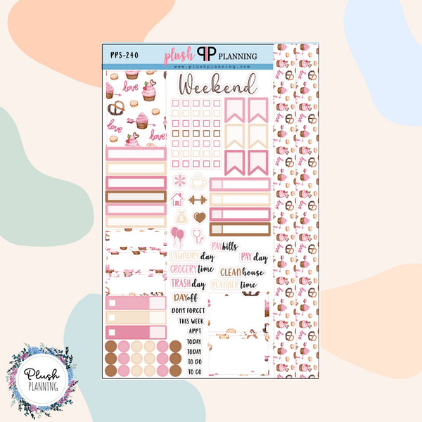 Valentine's Day Design 8 Sampler Planner Stickers, Hearts Pattern, Valentine's Design, Love Day