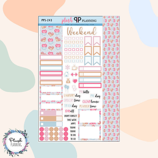 Valentine's Day Design 11 Sampler Planner Stickers, Hearts Pattern, Valentine's Design, Love Day