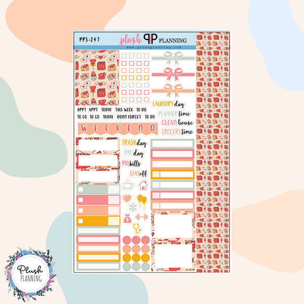 Valentine's Day Design 15 Sampler Planner Stickers, Hearts Pattern, Valentine's Design, Love Day