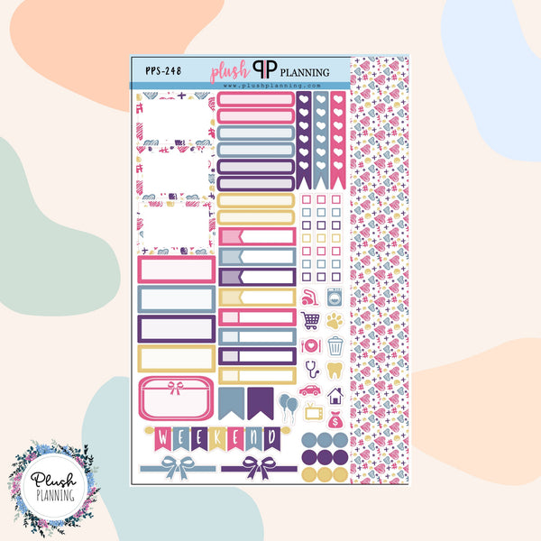 Valentine's Day Design 16 Sampler Planner Stickers, Hearts Pattern, Valentine's Design, Love Day