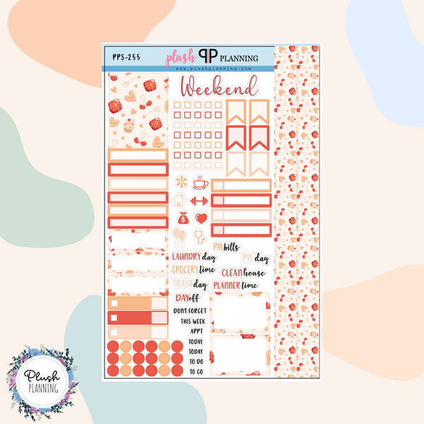 Valentine's Day Design 23 Sampler Planner Stickers, Hearts Pattern, Valentine's Design, Love Day