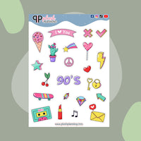 90's Famous Cute Signs Deco Set Doodle, Scrapbooking Stickers, Doodles Stickers