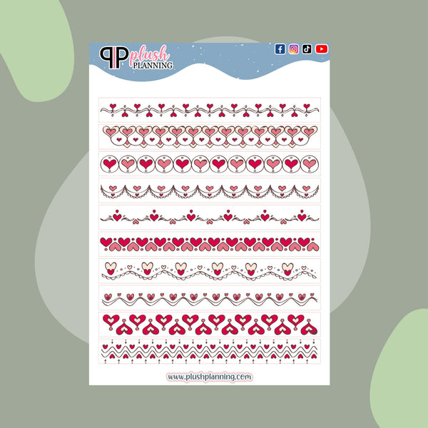 Washi Inspired Valentine's Heart Design, Cute Deco Set Doodle, Scrapbooking Stickers