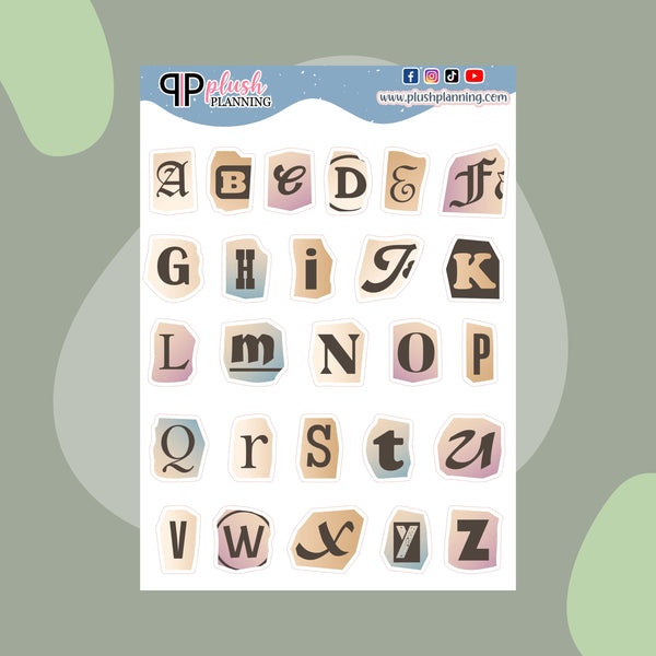 Alphabet Letters Kawaii Deco Scrapbooking Planner Stickers, Decoration Stickers, Scrapbooking, Removable Stickers, Plush Planning