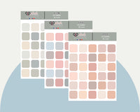 3/4 Squares Planner Stickers, Rounded Corners, Minimalist Collection, Plush Planning