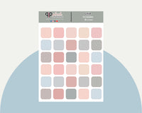 3/4 Squares Planner Stickers, Rounded Corners, Minimalist Collection, Plush Planning