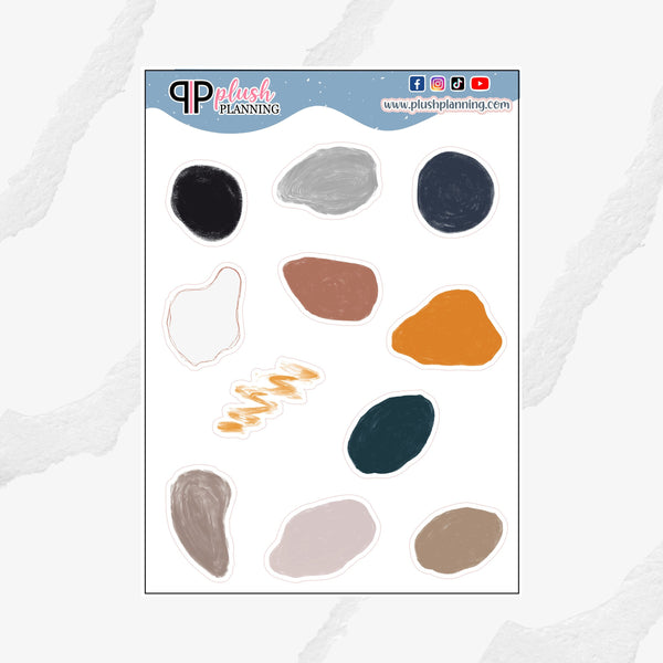 Abstract Collection 6 Deco Journaling Scrapbooking Planner Stickers, Decoration Stickers, Journal Stickers, Plush Planning