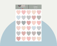 3/4 Hearts Planner Stickers, Minimalist Collection, Functional Stickers, Plush Planning