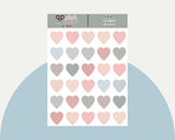 3/4 Hearts Planner Stickers, Minimalist Collection, Functional Stickers, Plush Planning