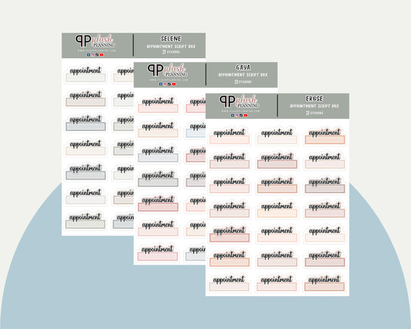 Appointment Script Box Planner Stickers, Minimalist Collection, Functional Stickers, Plush Planning